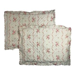 Rachel Ashwell simply Shabby, chic green lady rose, quilted STD shams